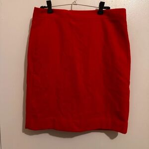J Crew orange red Wool A line Pencil Skirt